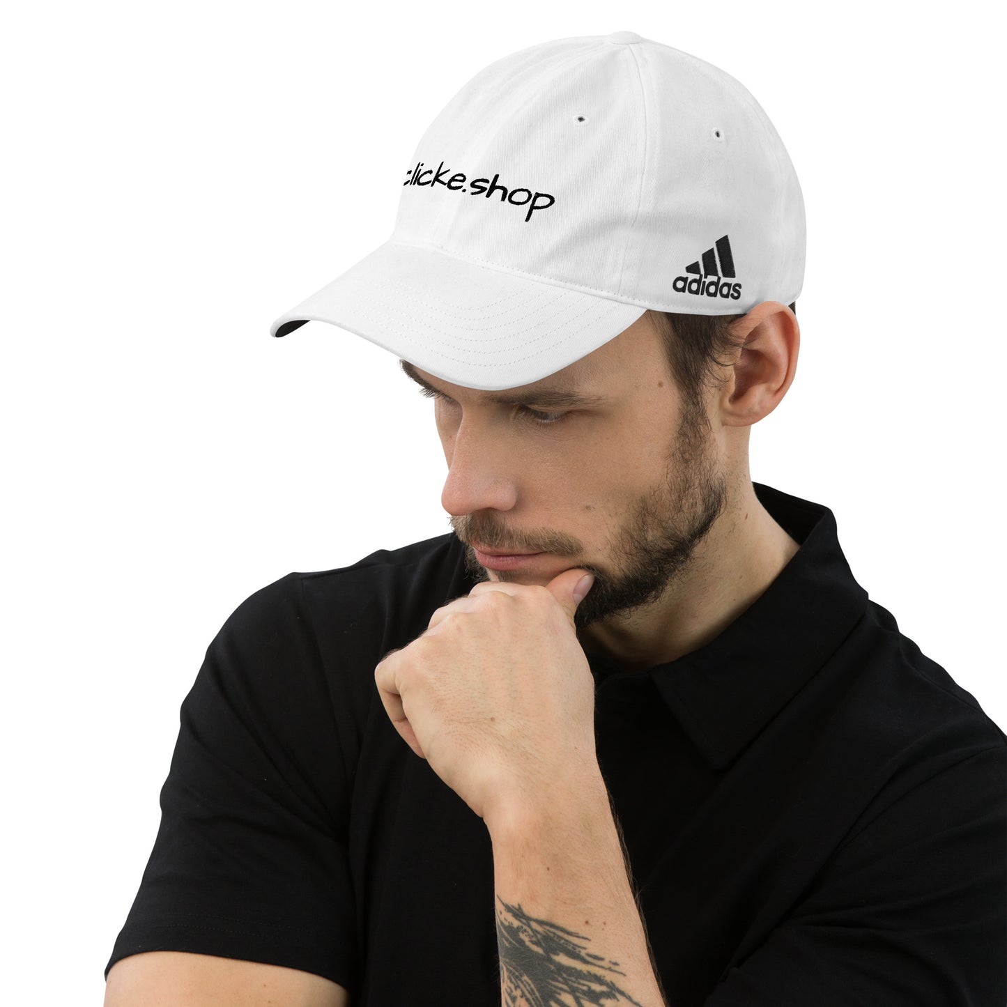 clicke.shop Performance Golf Cap (adidas White w/Black)