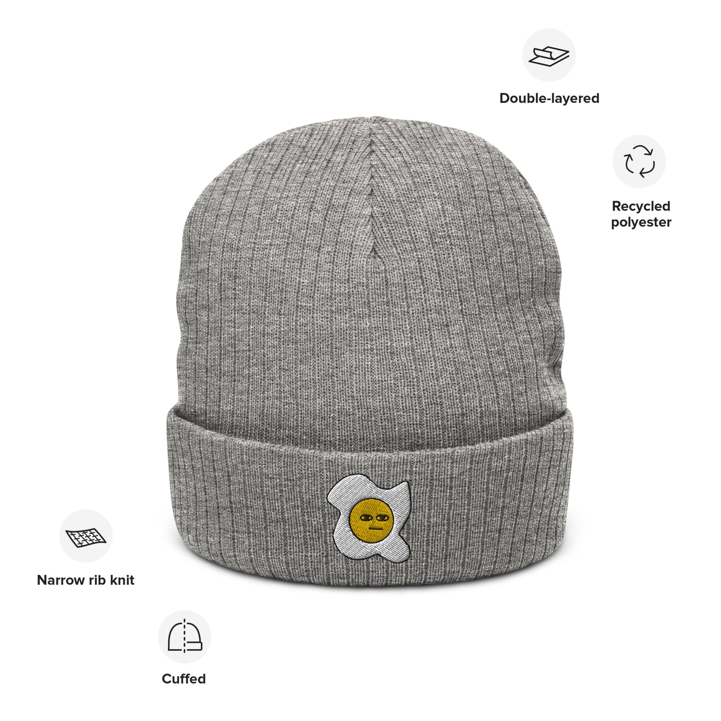 Gary the Egg Ribbed Knit Beanie